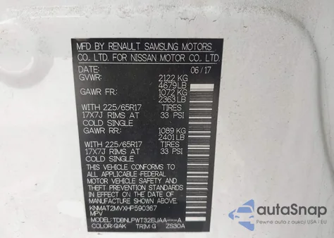 2017 Nissan Rogue S z USA, uszkodzony, nr VIN KNMAT2MVXHP590367